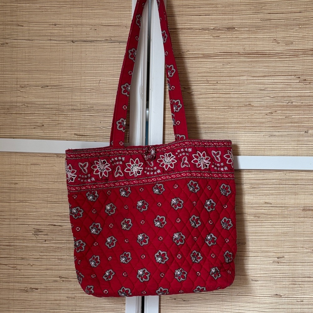 Vera Bradley retired "Red Bandana"  Red Floral Miller Tote Bag